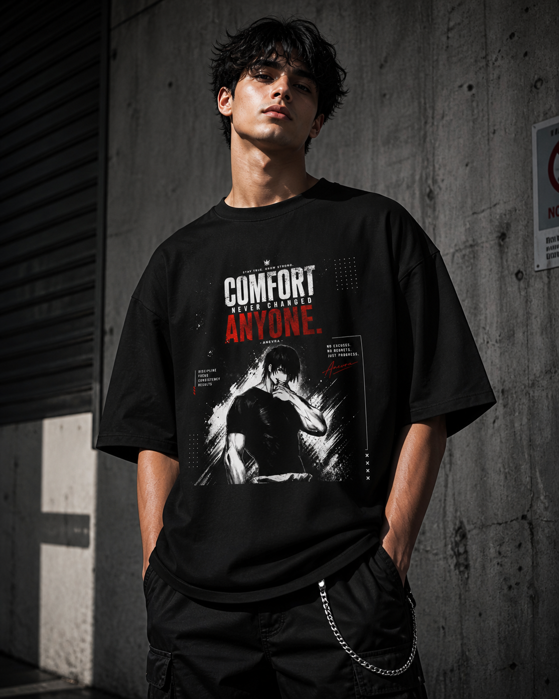 Anevra “ COMFORT Never Change ” Oversized T-Shirt | 180 GSM Cotton | Unisex Streetwear India