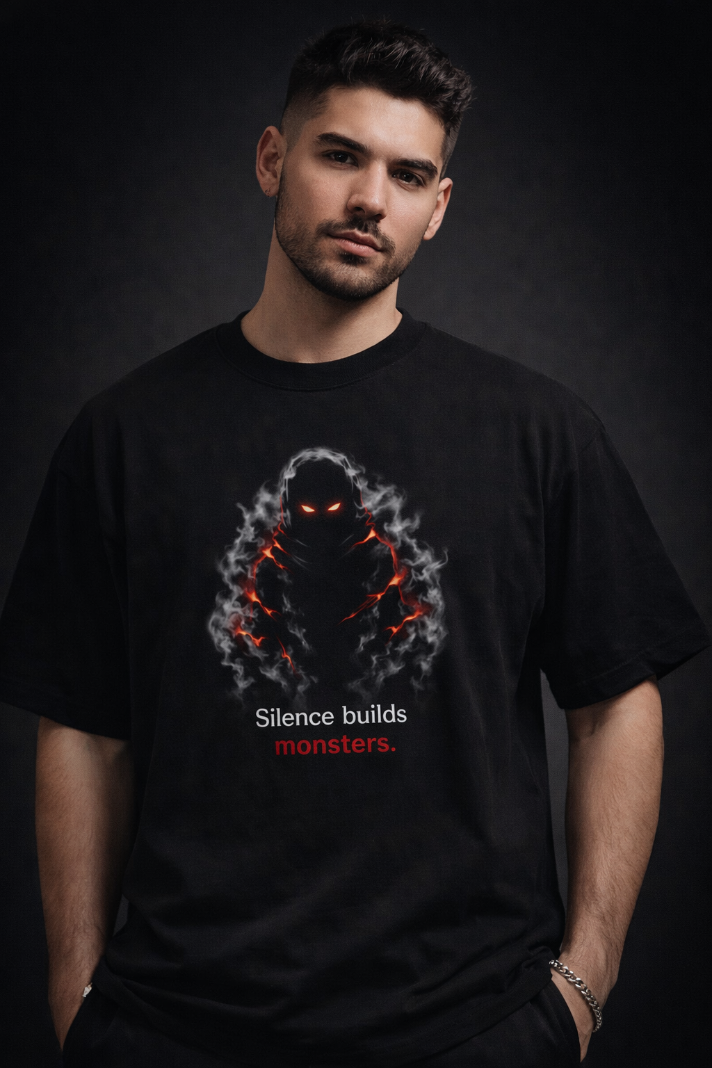 Oversized Anime Streetwear Tee – Premium Fit | Limited Drop silence build monster