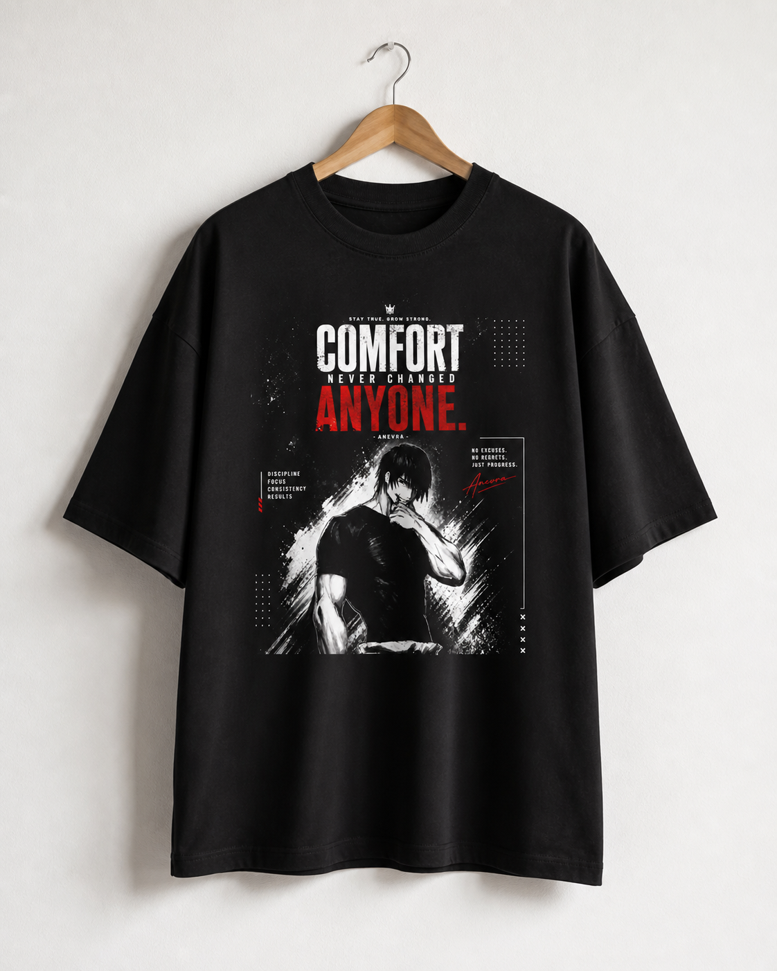 Anevra “ COMFORT Never Change ” Oversized T-Shirt | 180 GSM Cotton | Unisex Streetwear India