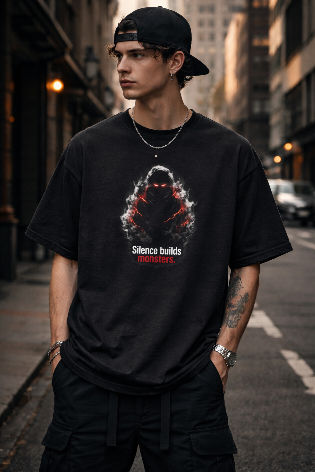 Oversized Anime Streetwear Tee – Premium Fit | Limited Drop silence build monster