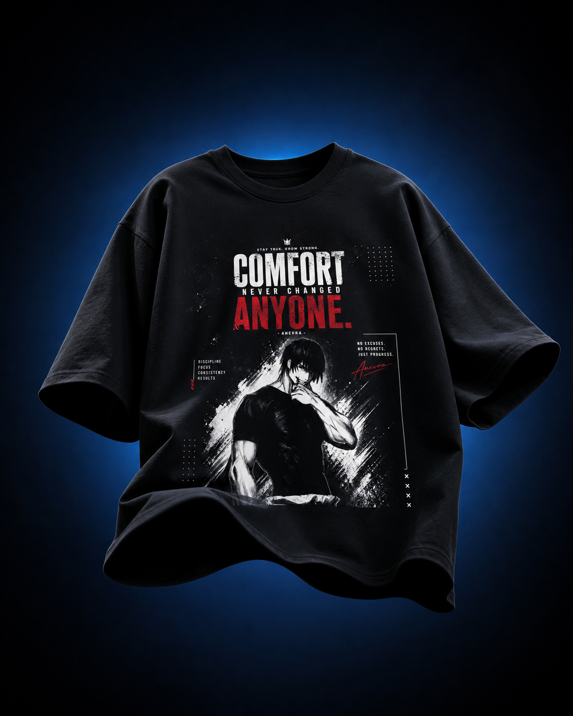 Anevra “ COMFORT Never Change ” Oversized T-Shirt | 180 GSM Cotton | Unisex Streetwear India