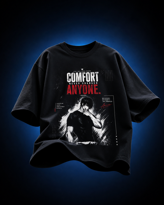 Anevra “ COMFORT Never Change ” Oversized T-Shirt | 180 GSM Cotton | Unisex Streetwear India